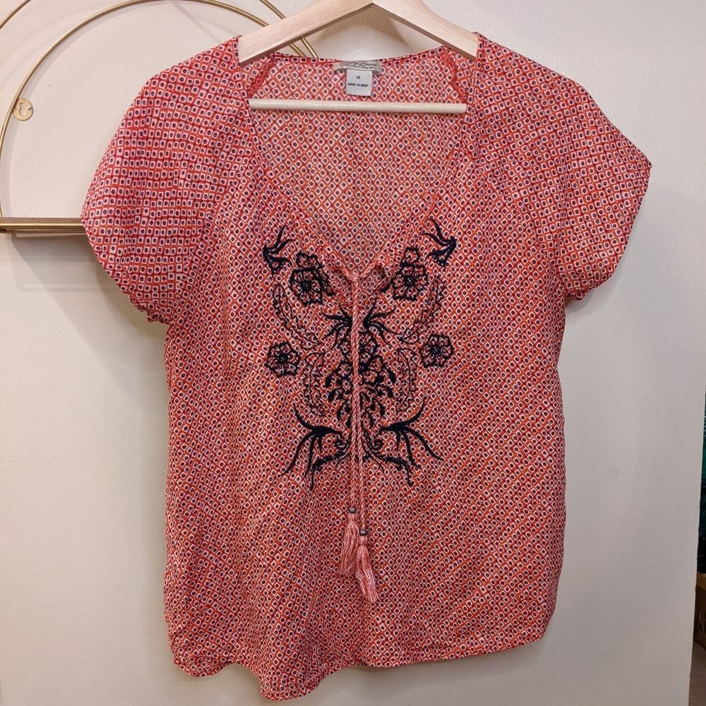 Lucky Brand Embroidered Blouse | M